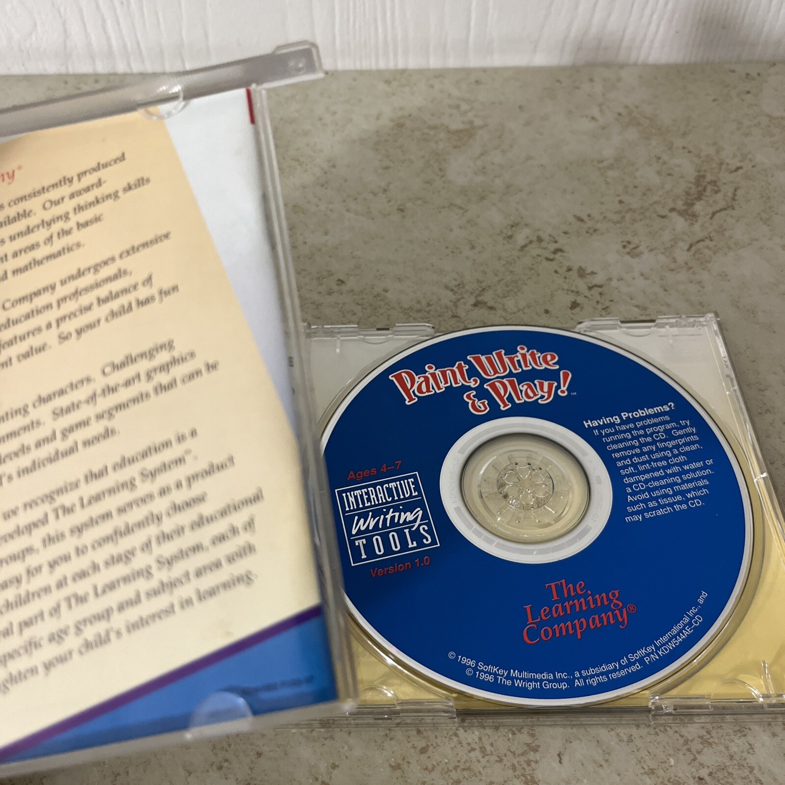 PAINT, WRITE & PLAY CD-ROM 1997 THE LEARNING COMPANY AGES 4-7 WINDOWS & MAC