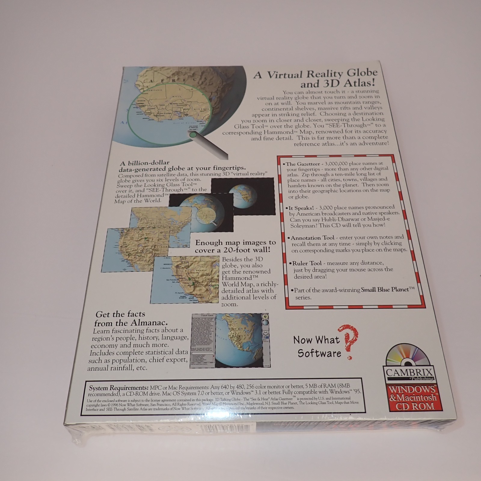 3D Talking Globe CD-ROM Small Blue Planet Windows & Macintosh New Sealed