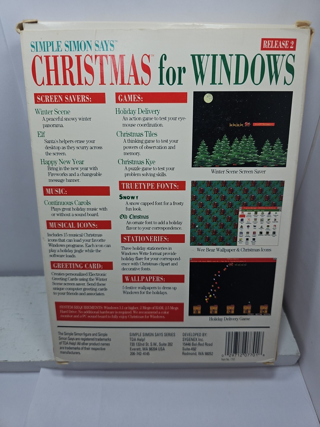 Vtg. Simple Simon Says Christmas for Windows 1994 PC Computer Program 3.5″ FD