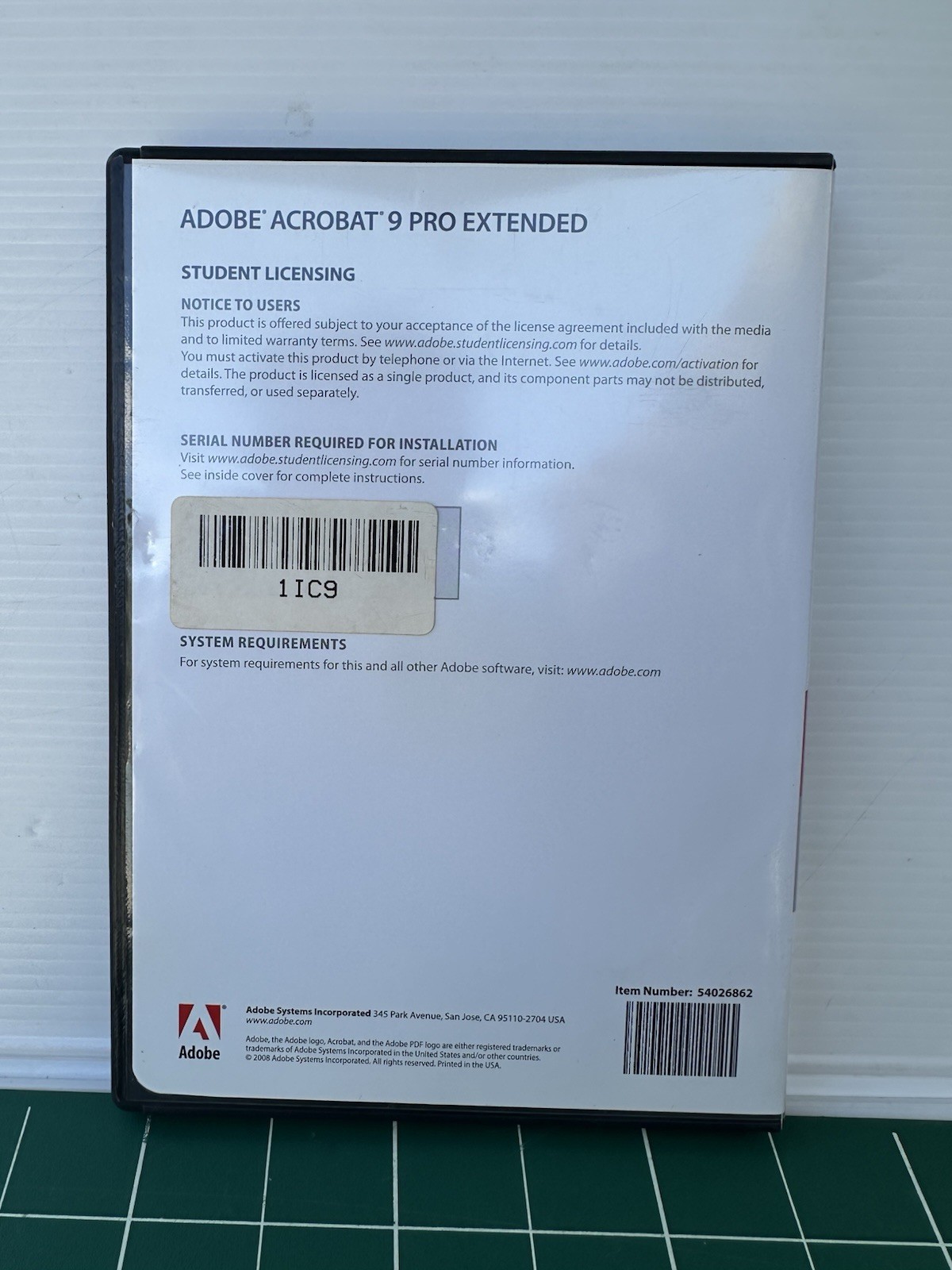 Adobe Acrobat 9 Pro Extended Student Licensing w/ Code & Serial Number – WINDOWS