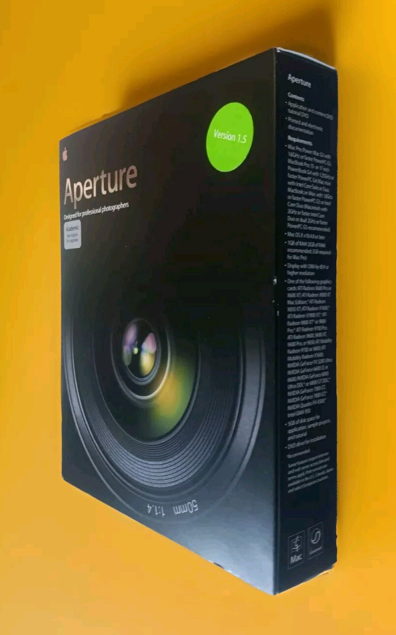 Apple Aperture Version 1.5 Academic Software MA716Z/A 2006 NIB