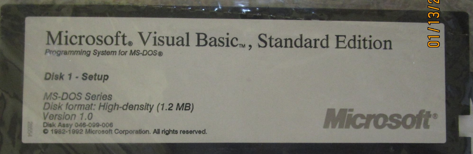Microsoft Visual Basic Standard Edition DOS Version 1 5.25″ floppys NOS