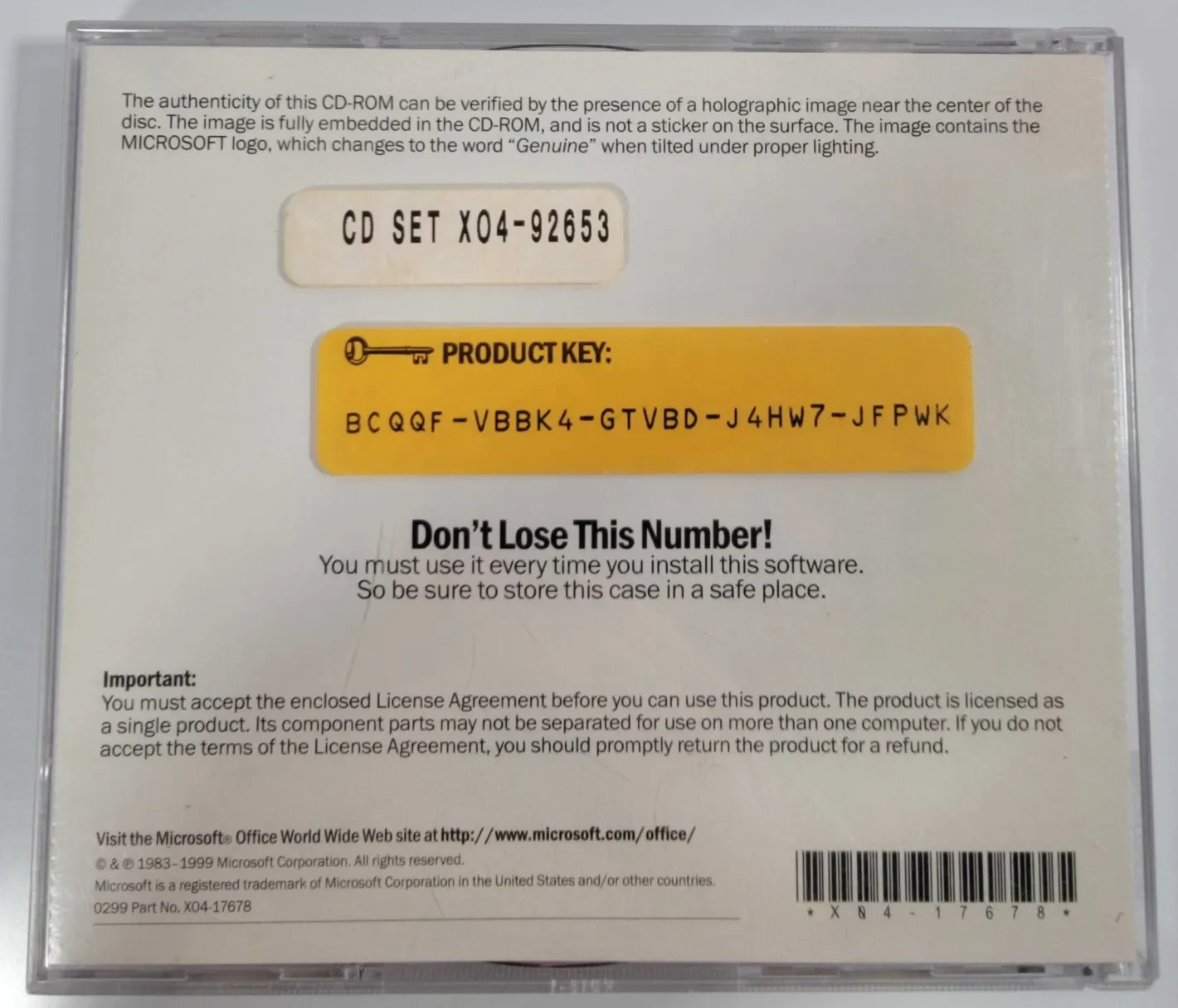 Microsoft Office 2000 Small Business Word Excel Outlook Publisher English w/ Key