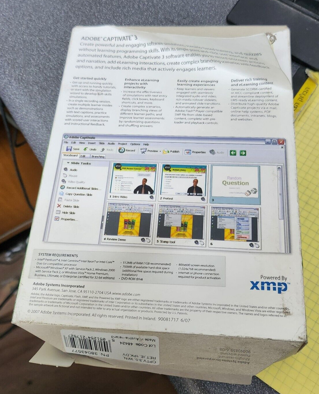 Adobe Captivate 3 w/Serial Number (manual included) CPTV 3.0 WIN RET IE 1PK DVD