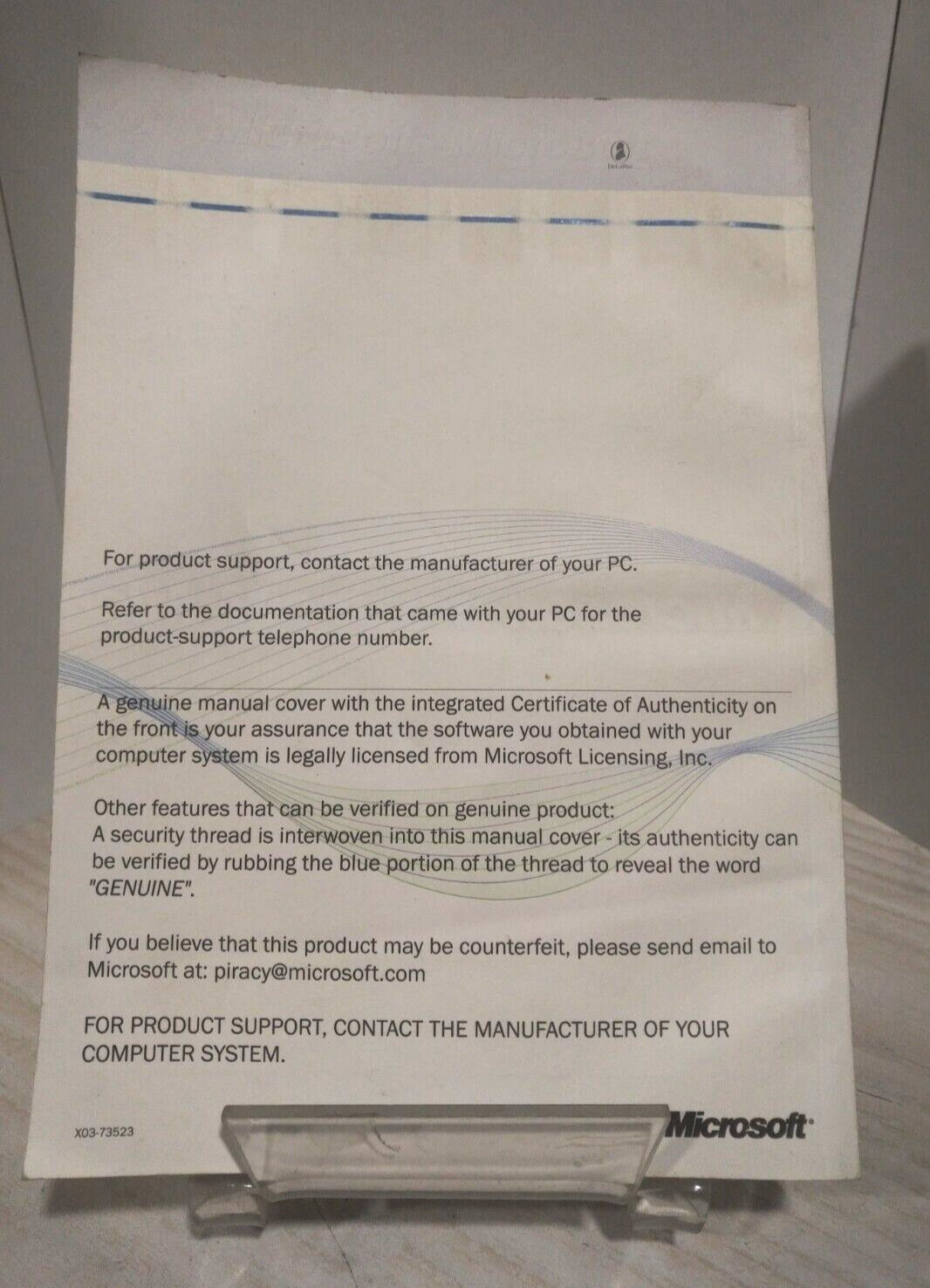 MICROSOFT NEW WINDOWS 98 MANUAL WITH PRODUCT KEY – CD NOT INCLUDED -USED-