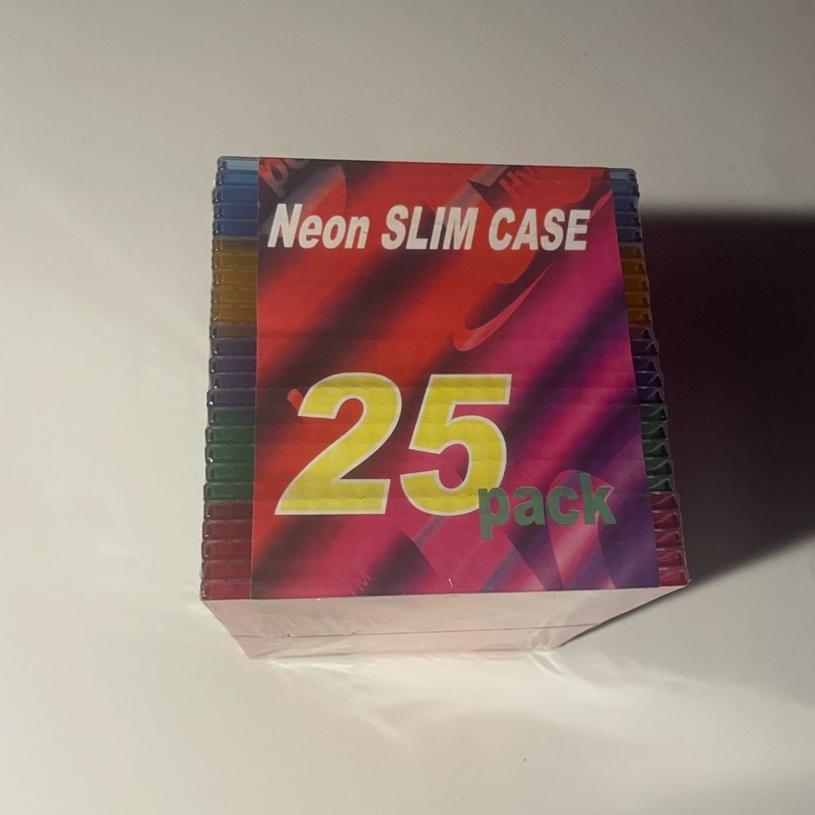 Neon Slim Case 25 Pack Jewel CD Dvd Holders Multi Colors New Sealed Collect Rare