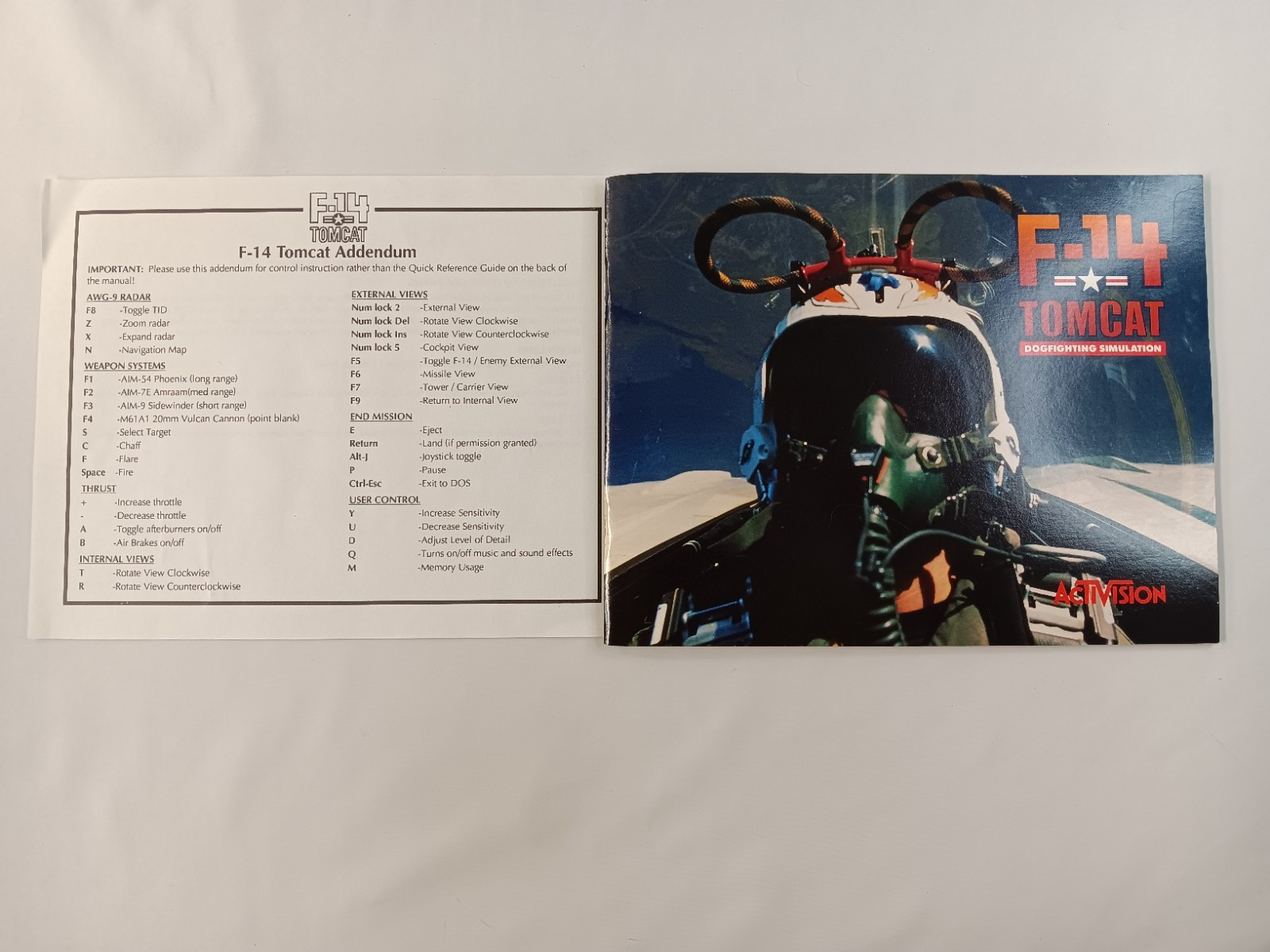 F-14 Tomcat Dogfight Simulator by Activision 1990 for PC 5.25+3.5 disk Big Box