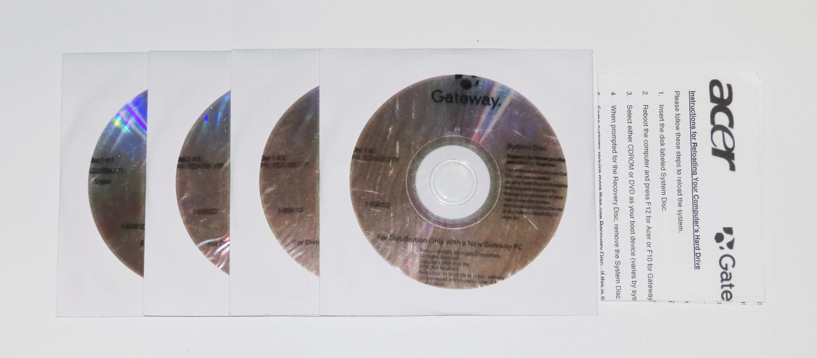 Original Gateway Nv59 Recovery (Reinstallation) CD Set For Windows 7: Never Used