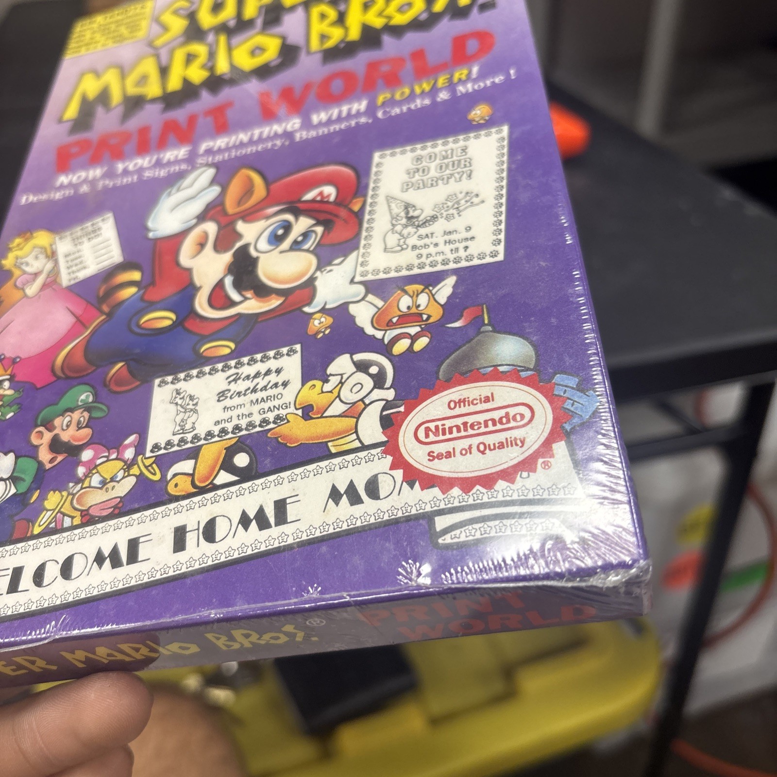 NEW RARE Super Mario Bros Print World IBM Tandy 5.25″ Disk Big Box Nintendo 1991