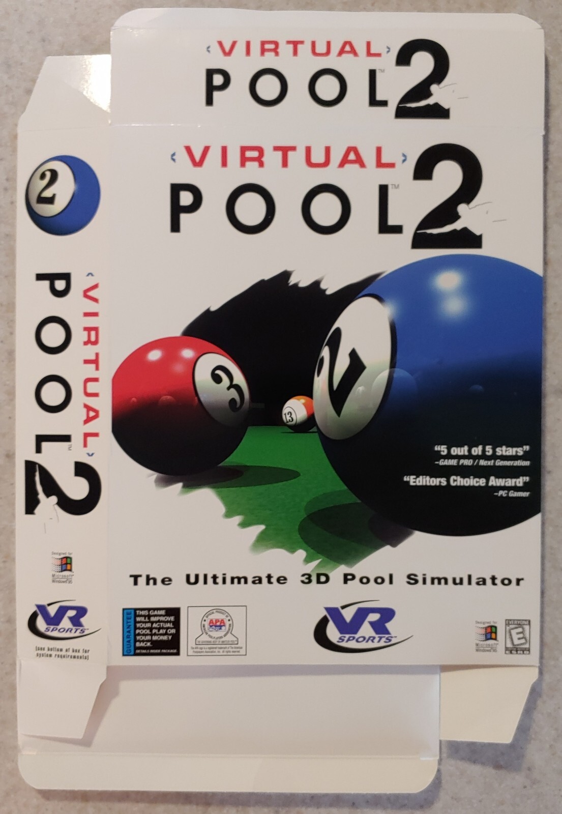 Virtual Pool 2 PC CD-ROM with Original Outer Box, Manual, Jewel Case, & CD NICE!