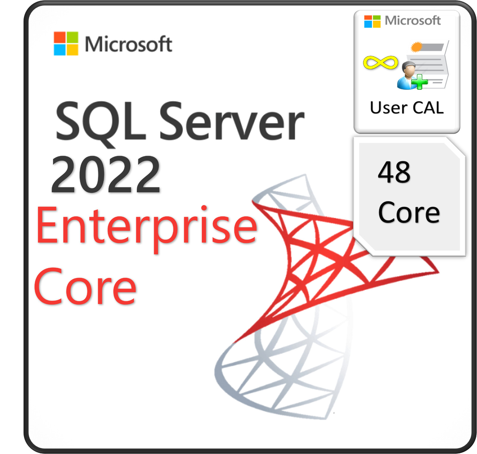 Microsoft SQL Server 2022 Enterprise Core , 48 Core License – Unlimited CAL