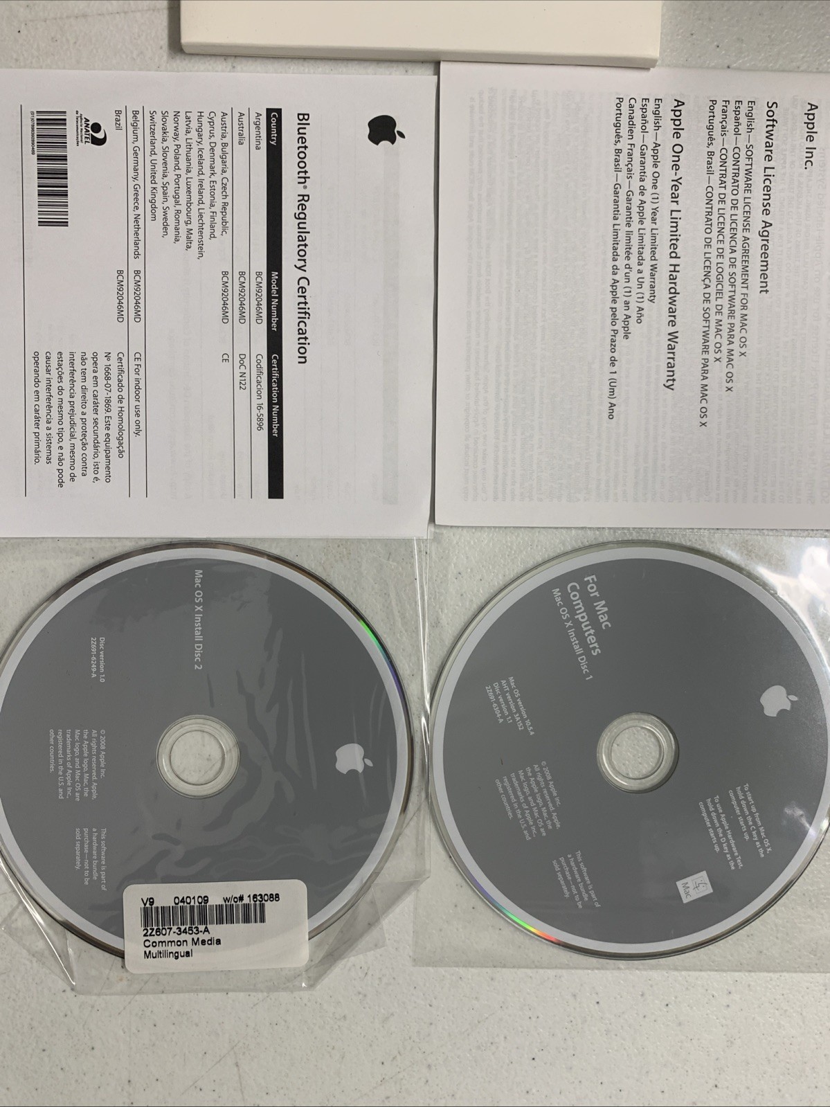 Apple iMac OS x 10.5.4 Everything Else Install Disc Install Discs & Manual 2008