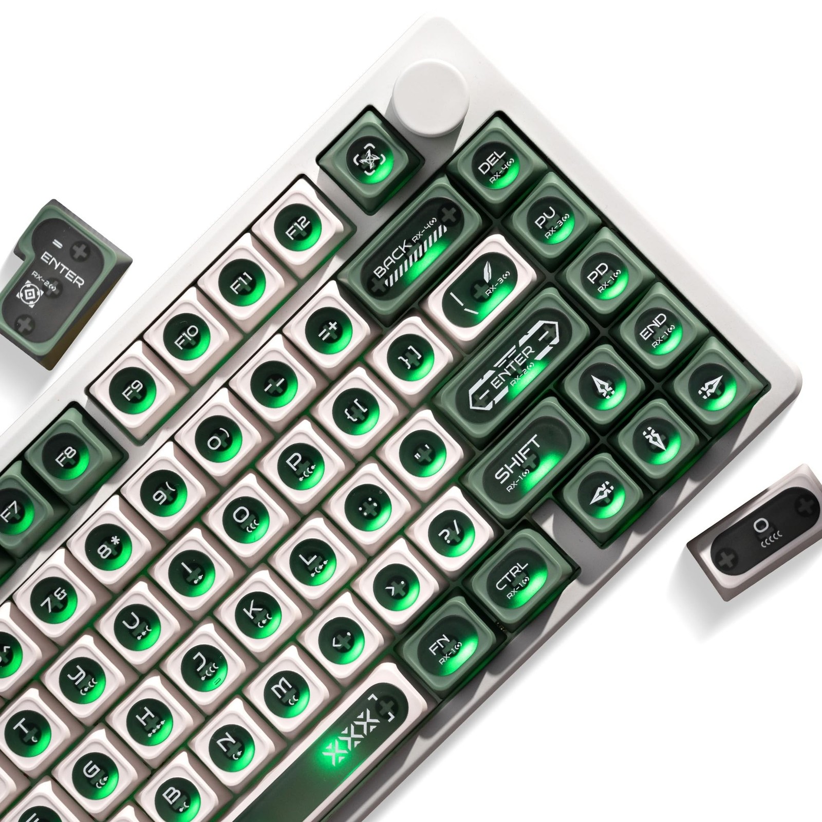 OHY XVX Green and White Shine Through Keycaps for Mechanical Keyboards – 136 …