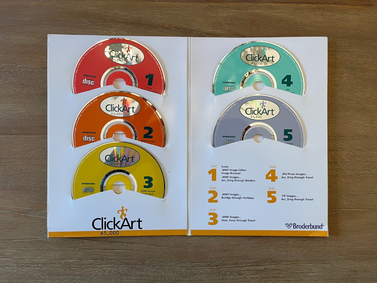 Broderbund ClickArt 65,000 5-CD Set Windows with User’s Guide/Visual Catalog