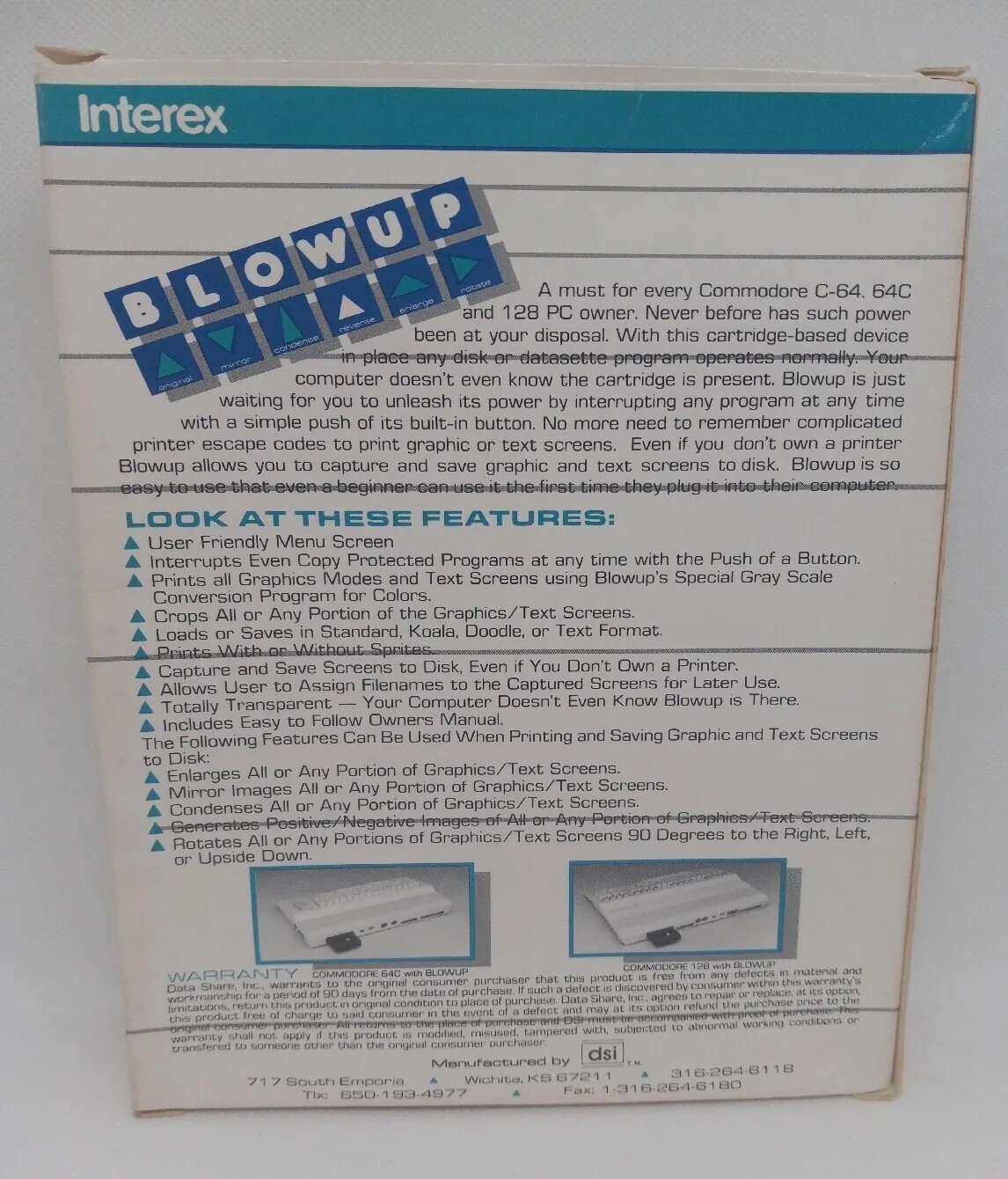 Commodore 64/64C/128 BLOWUP – Vintage 1987 Cartridge – Capture & Modify Screens