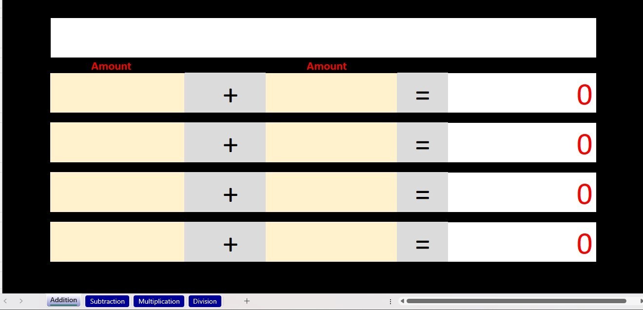 Excel Calculator Spreadsheet, Easy to Use Template, for PC or Android