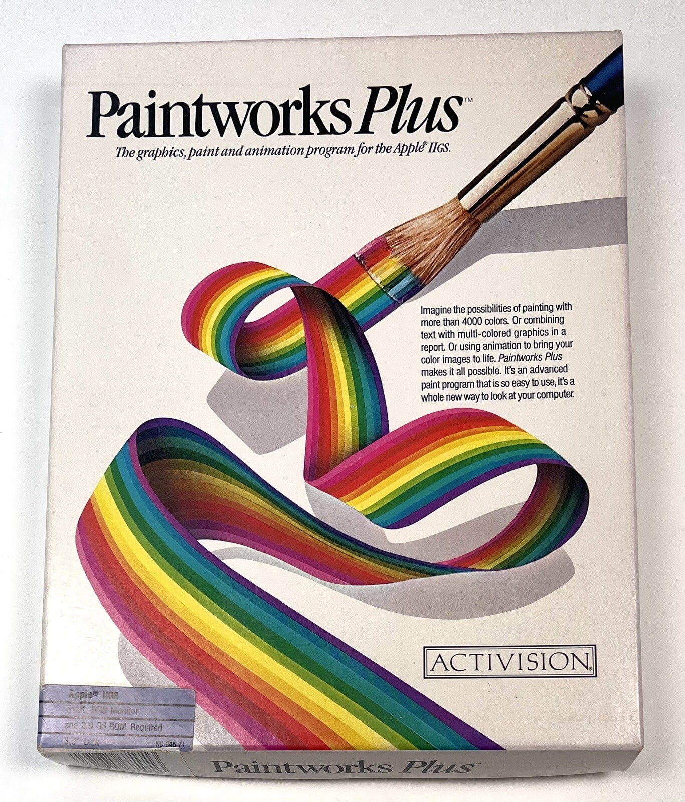 VTG 1986 ActiVision Apple II GS PAINTWORKS PLUS Software w/ Book COMPLETE EUC