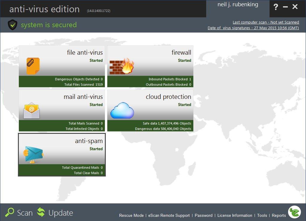 eScan Antivirus with cloud security for 1 PC (ESD license) 1 Year