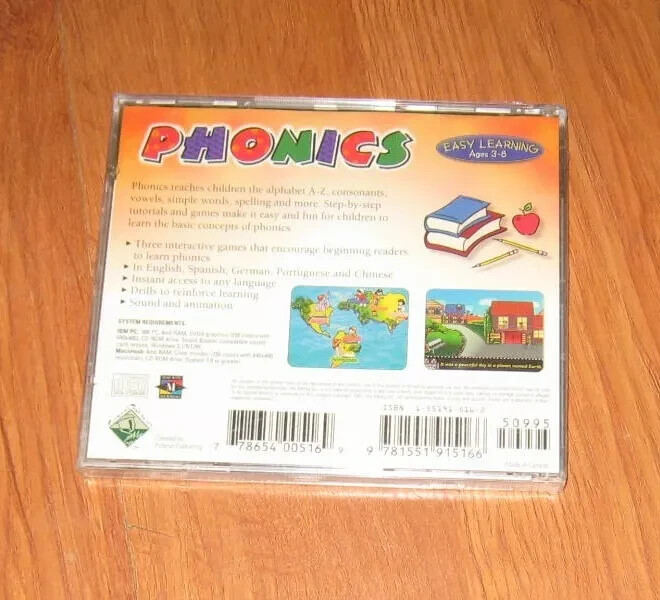NEW Easy Learning PHONICS teaches KIDS alphabet A-Z vowels PC CD ROM ages 3-8