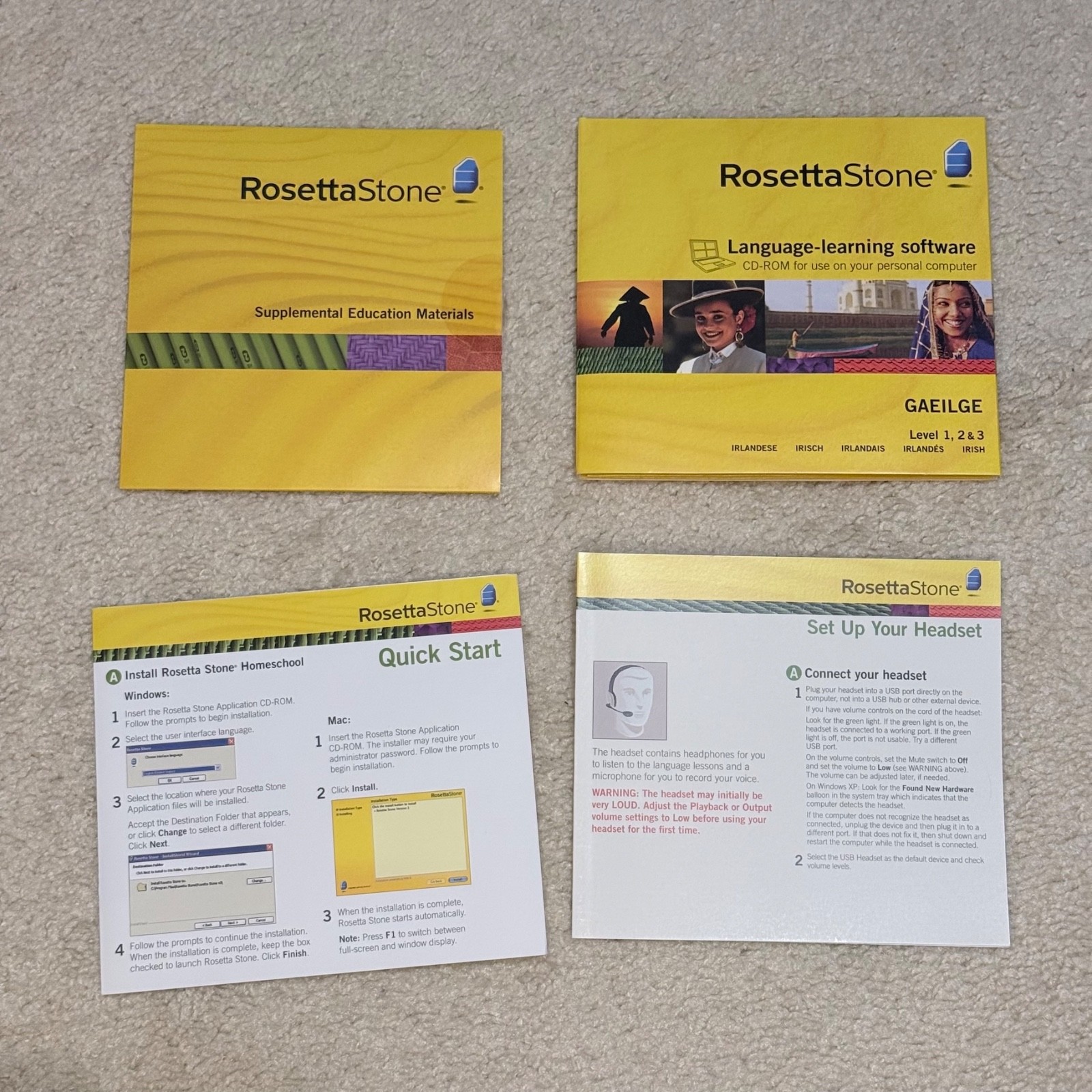 Rosetta Stone Gaelic Irish Language Course Level 1-3 Win/Mac Install CDs