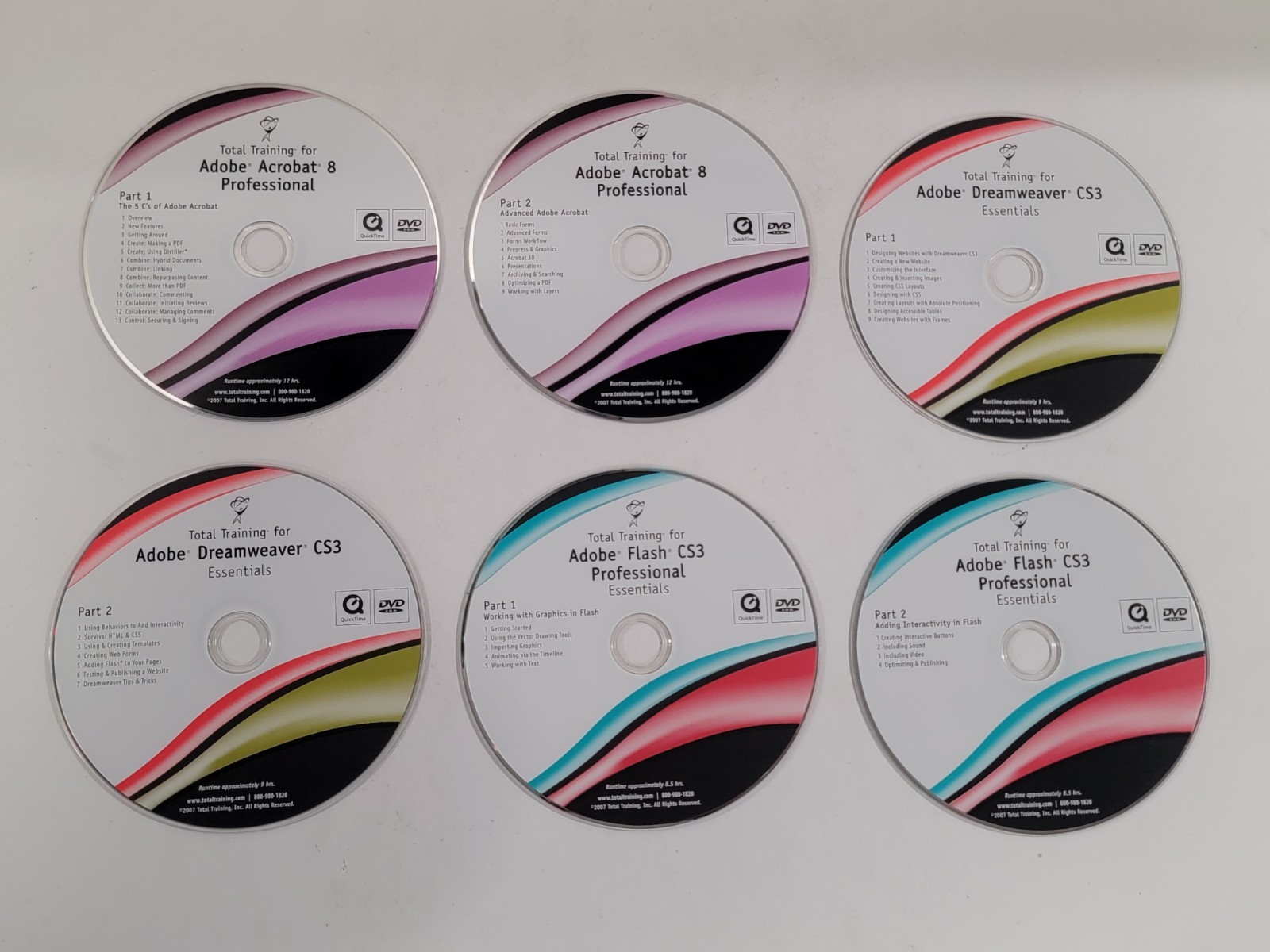 Adobe Training Loose DVDs – Acrobat 8 Professional, Dreamweaver CS3, Flash CS3