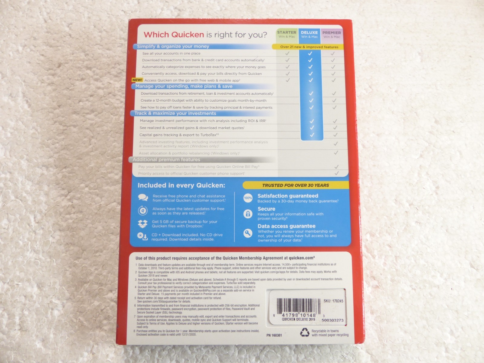 Quicken Deluxe 2019 (CD, 1-Disc) Windows Mac Software Manage Money & Save w/ Key