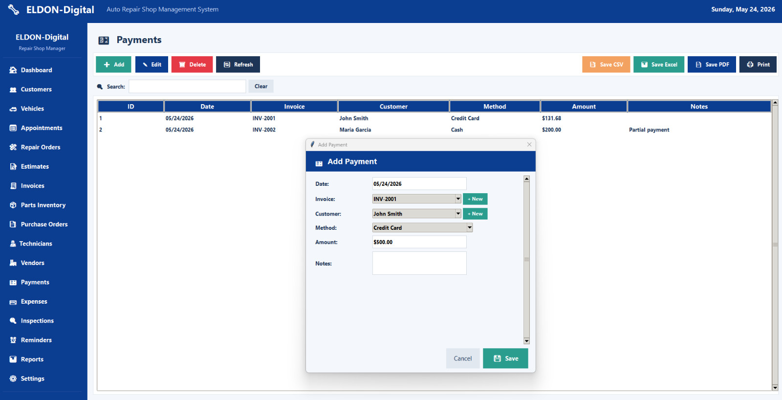 Auto Repair Shop Management Software USB Invoices Estimates Inventory PC MAC