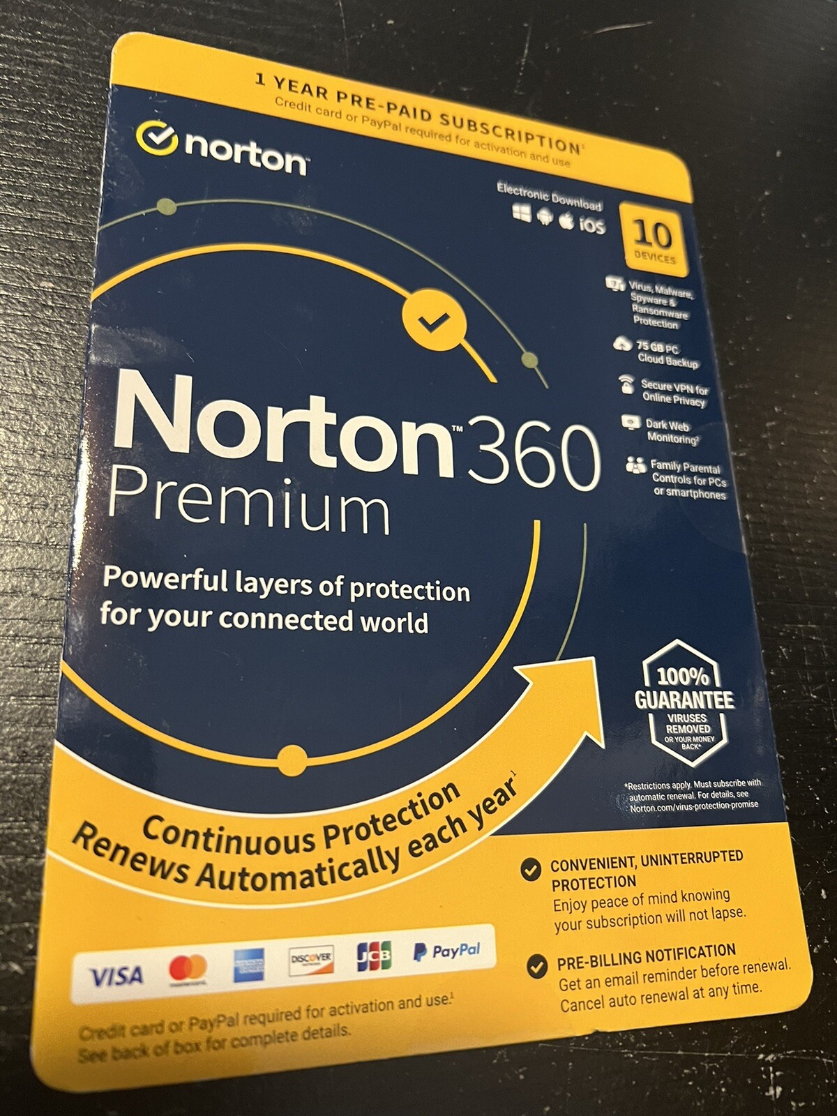 Fit For Norton 360 Premium 2022 for up to 10 Devices, 1 Year with Auto Renewal.