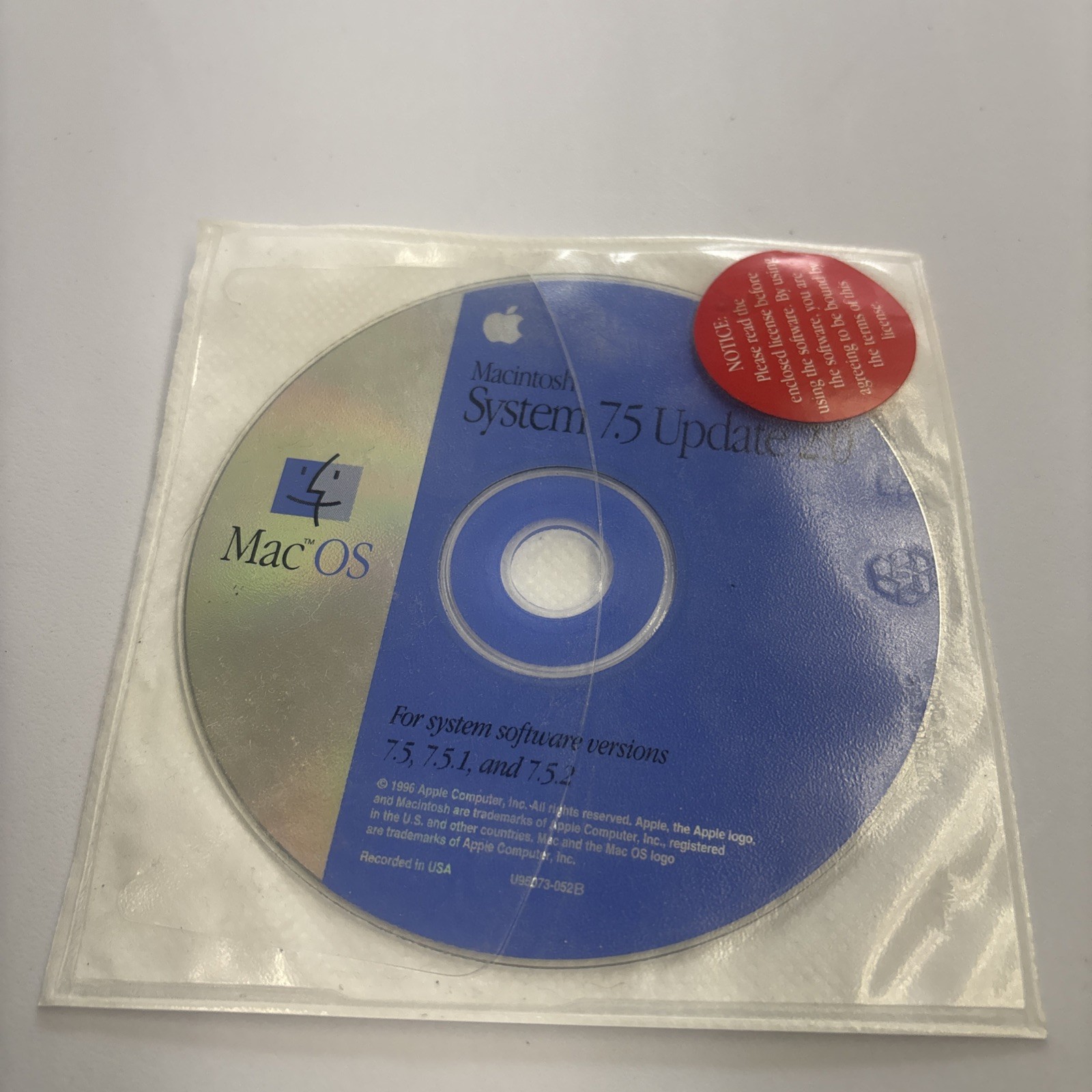Mac OS 7.5 Update 2.0 Macintosh Operating System Installer CD-ROM