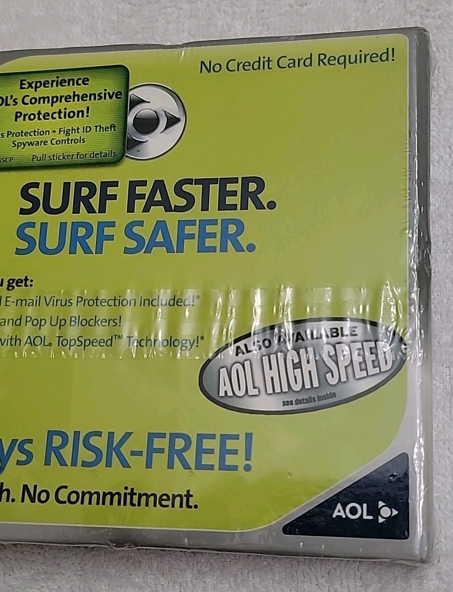 AOL CD-ROM America Online Software Surf Faster Factory Sealed 50 Free Games