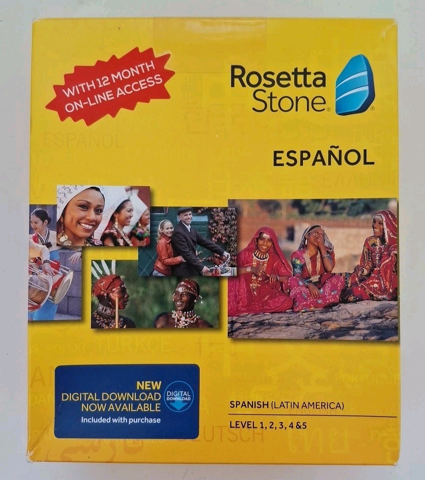 ROSETTA STONE Espanol SPANISH Latin America Level 1-5 COMPLETE SET Open Box