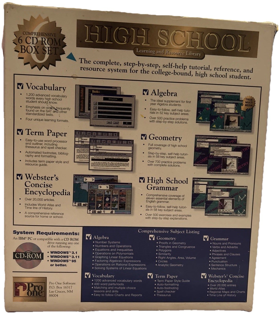 Pro One High School Learning And Resource Library 6 CD ROM Box Set