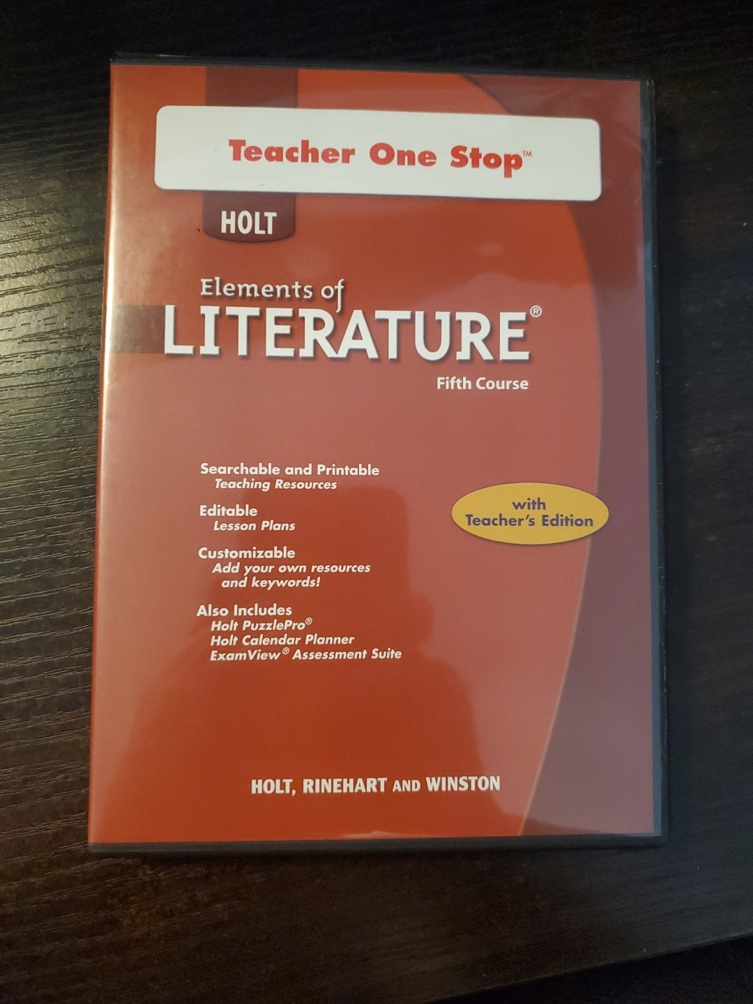 Holt Teacher One Step Elements of Literature Fifth Course PC Software