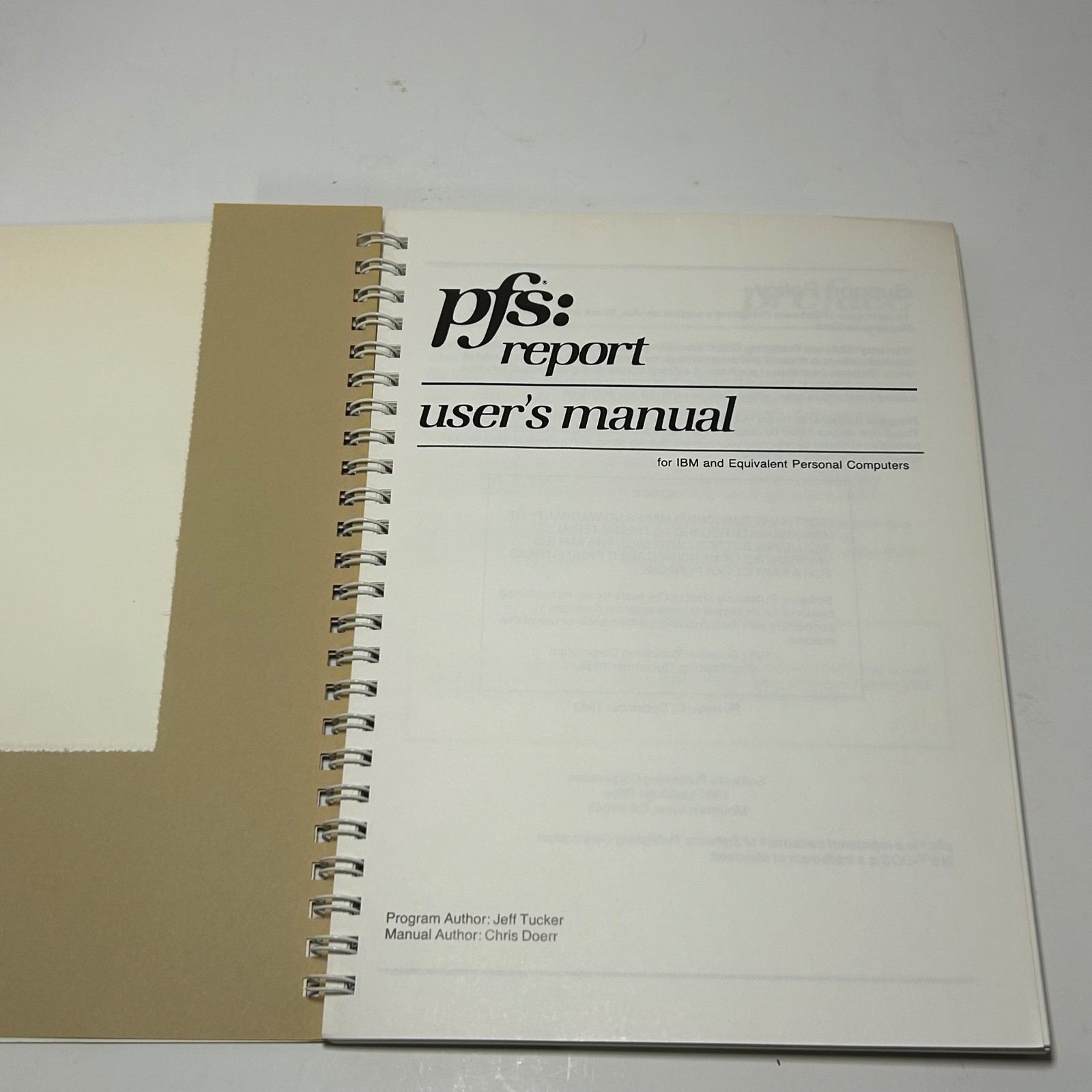 PFS: Report PC IBM DOS Software & Manual 1982 5.25″ Floppy Disks