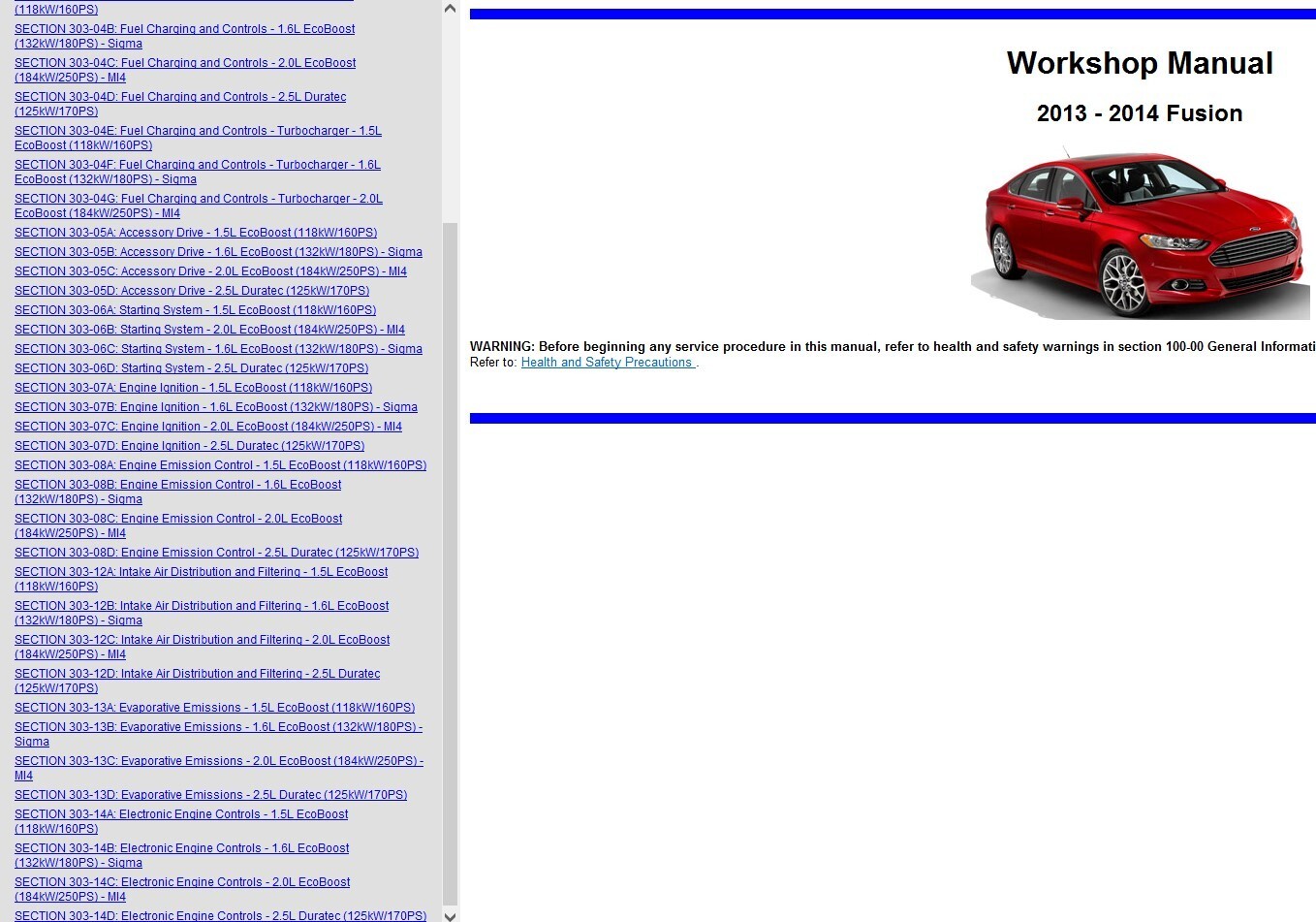 2013 2014 Ford Fusion OEM Service Repair Manual USB Multi Vehicle Included