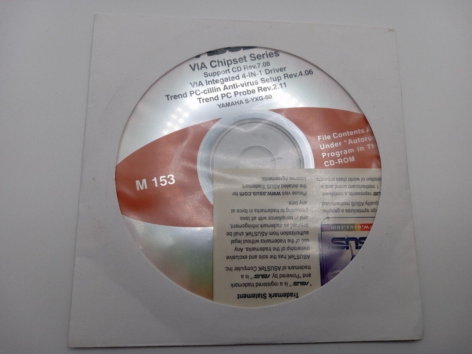 Asus Via Chipset Series 7.08, 4-In-1 Driver (PC) Trend Anti-Virus, Probe, Yamaha