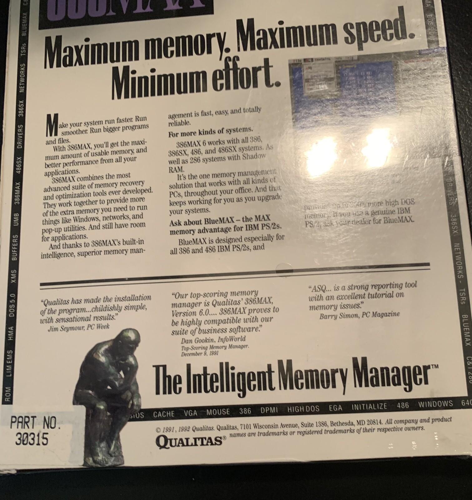Qualitas 386Max Version 6 Memory Management Software 286 486 New And Sealed
