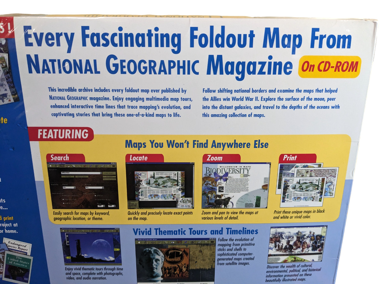 NATIONAL GEOGRAPHIC INTERACTIVE MAPS On 8 CD-ROMs Updated Ed. SEALED Free SHIP
