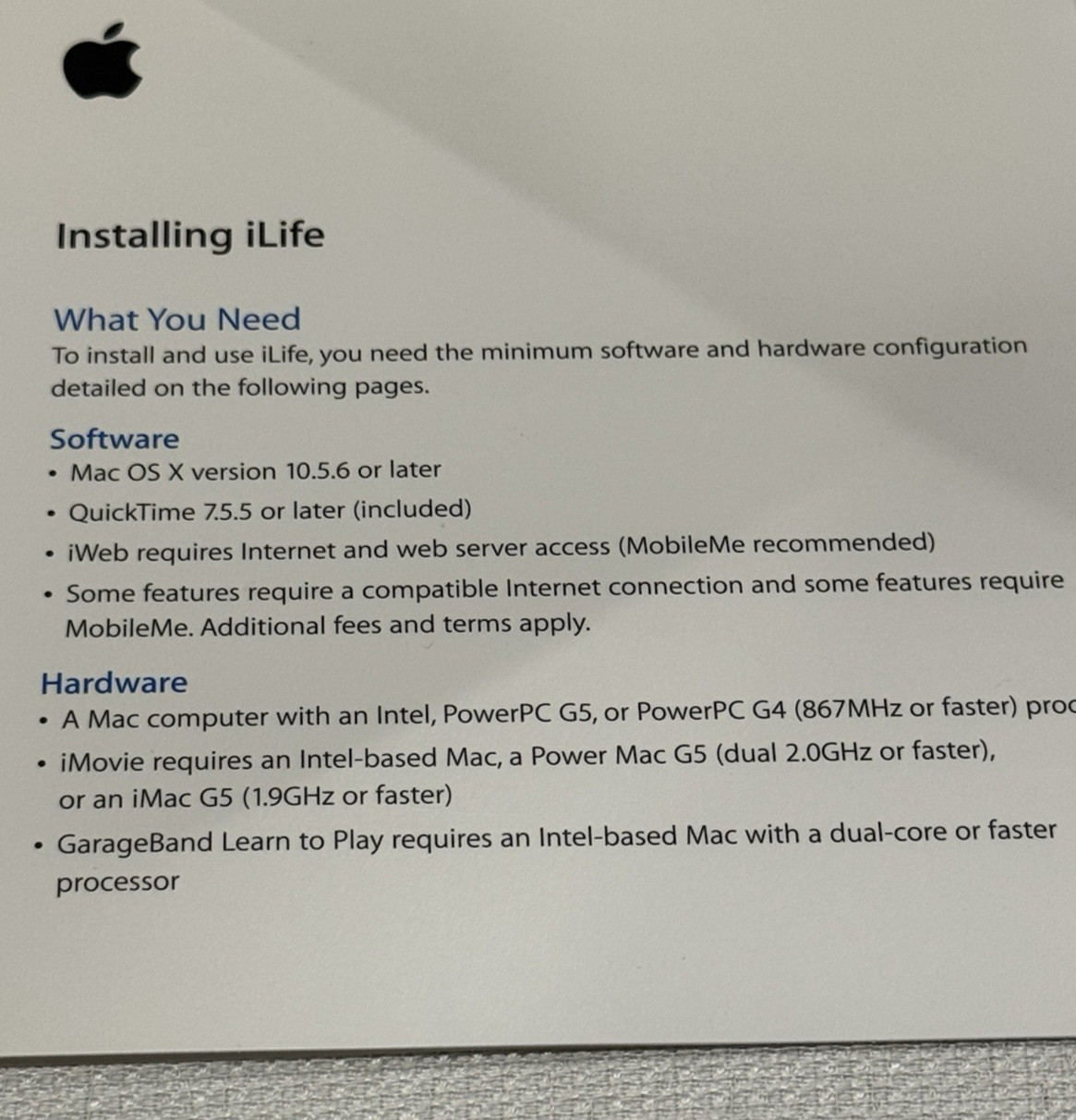 Apple iLife 2009 Retail Family Pack V9.0.3 MB9672/A Install DVD – UNTESTED