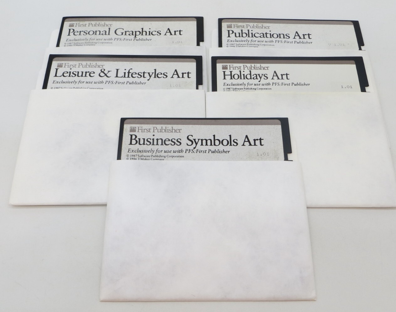 PFS: First Publisher lot of 5 5.25″ Floppy Disks 1987 Computer Discs 1.01