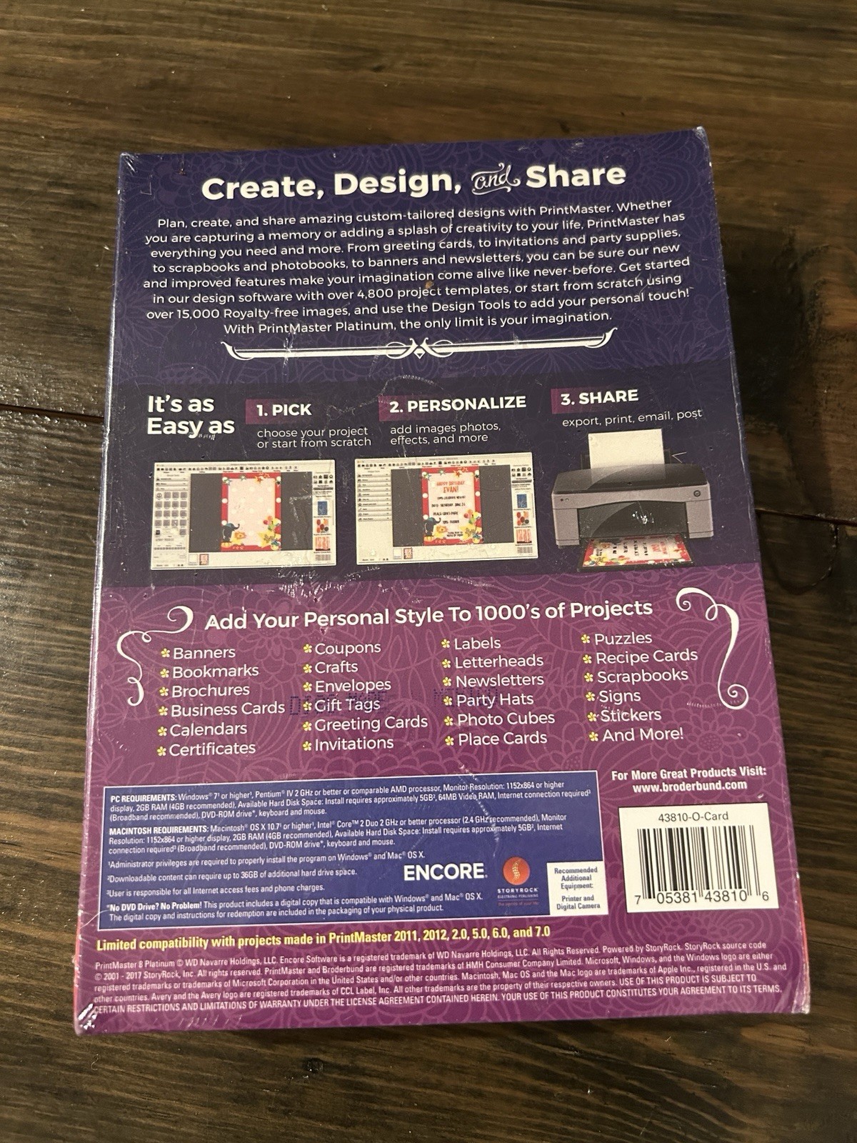 Print Master Platinum PC CD Rom Software version 8 PC MAC DVD-ROM Download