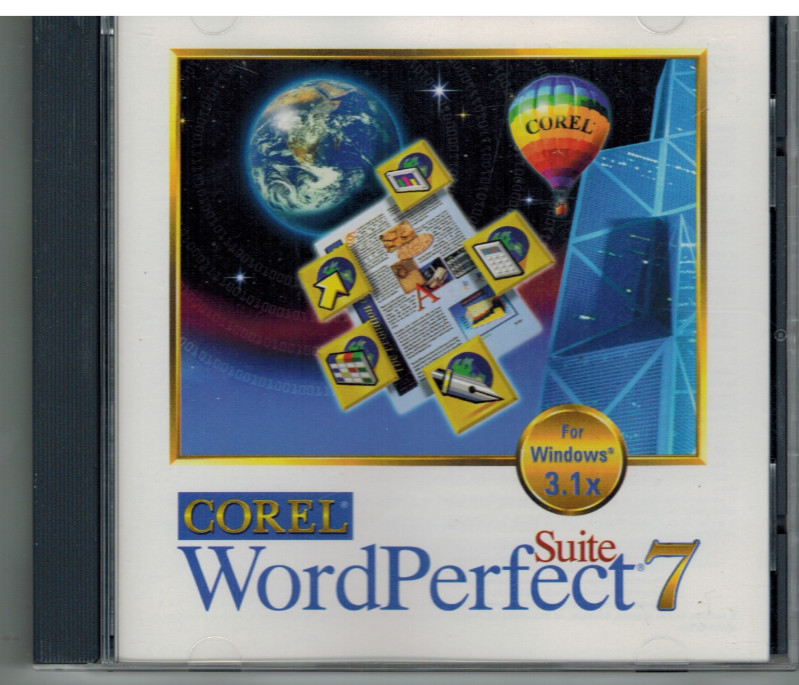 Corel WordPerfect Suite 7 for Windows 3.1/95/NT CD-ROM (1997) with Install Key
