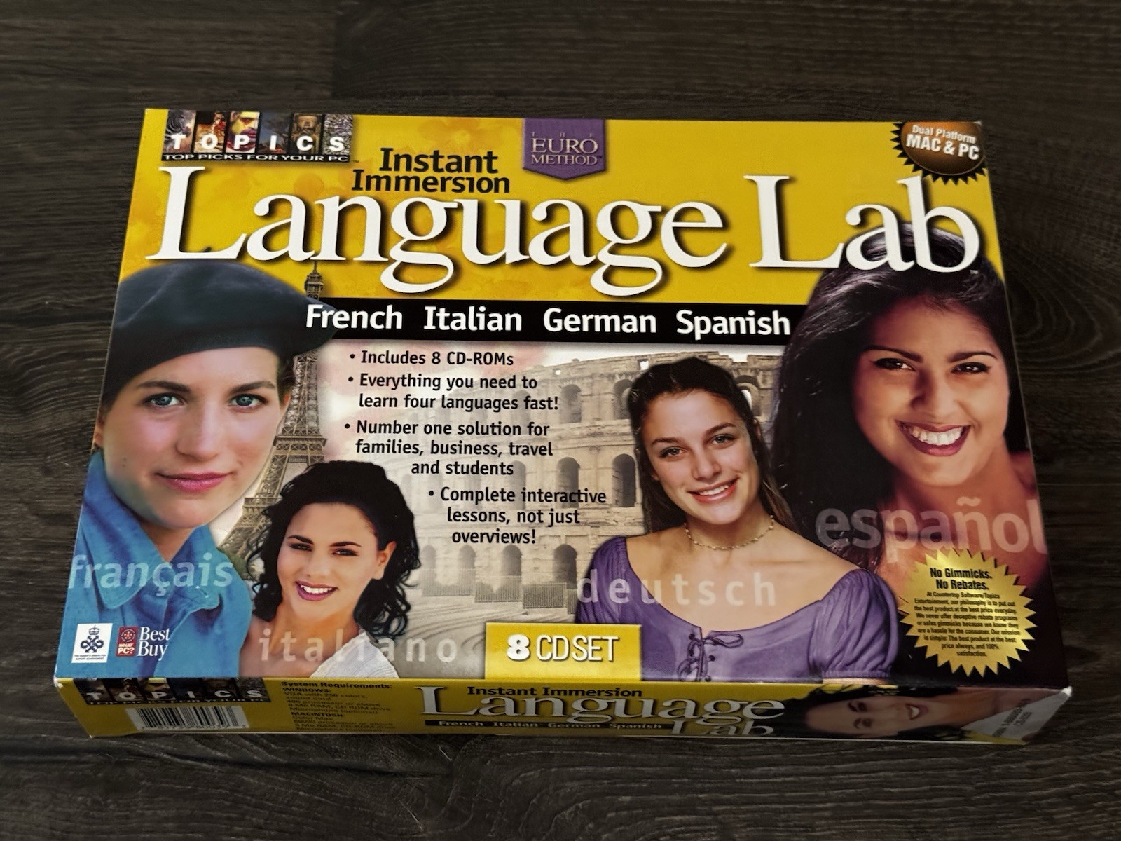 Instant Immersion Language Lab 8 CD Set PC/Mac French Italian German Spanish EXC