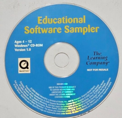 Educational Software Sampler (2000 Learning Company) Used CD-ROM – Paper Sleeve