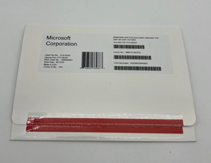 Microsoft Windows Server 2025 Standard 16 Core License x64 New