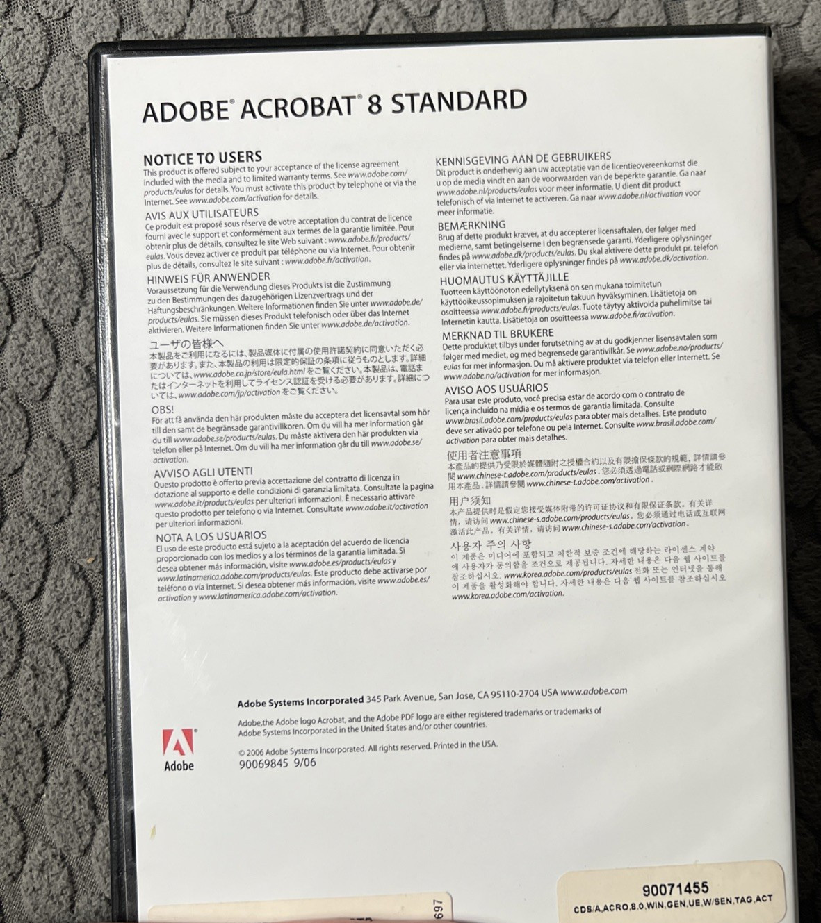 Adobe Acrobat 8 Standard Blue Multi-Programer For Windows with Case & Manual Y