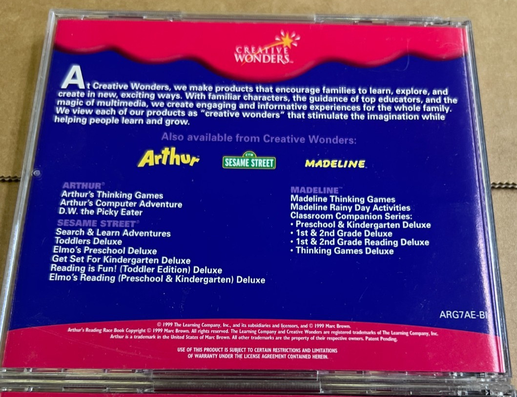 educational adventure cd roms Windows ARTHUR’S Reading Thinking Games