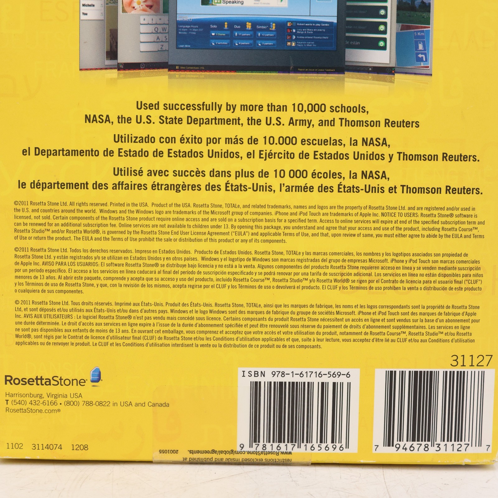 Rosetta Stone French Levels 1 2 3 & 4 TOTALe Version 4 Windows Mac 9781617165696