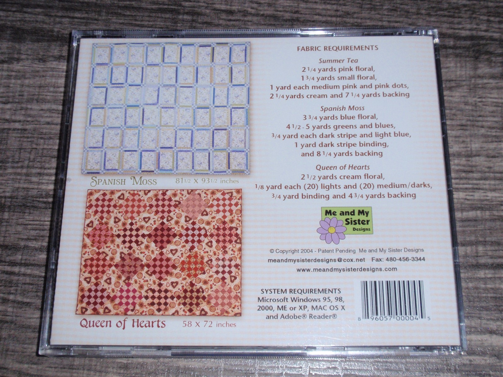 Me And My Sister Quilt Designs Summer Tea PC/Mac CD-ROM 2004 for Windows 98/XP