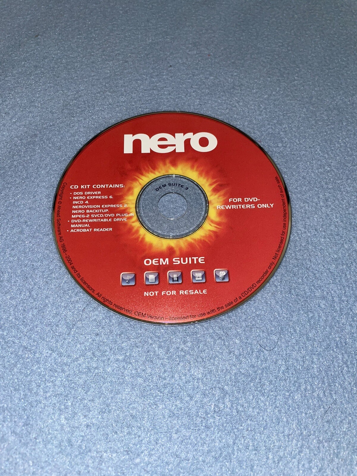 Nero Burning OEM Suite Software DVD Rewriters NO Product Key Untested No Resale